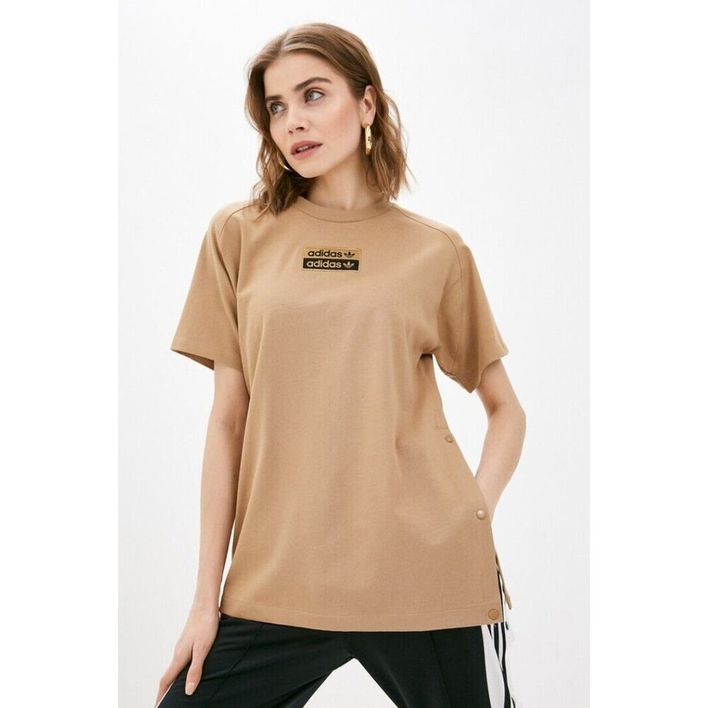 Adidas Originals R.Y.V. Oversized T Shirt Brown Side Snap Breakaway 2XL